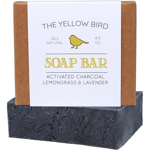 The Yellow Bird Charcoal Soap Bar For Face & Body - Acne & Sensitive Skin - 4.5 Oz