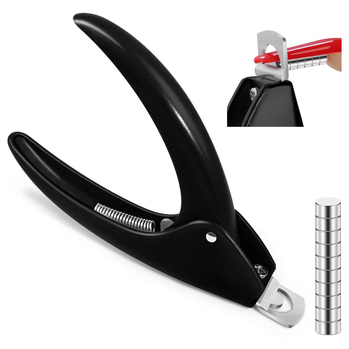 Morgles Acrylic Nail Clipper With Magnets - Precise Length Measurement, Black