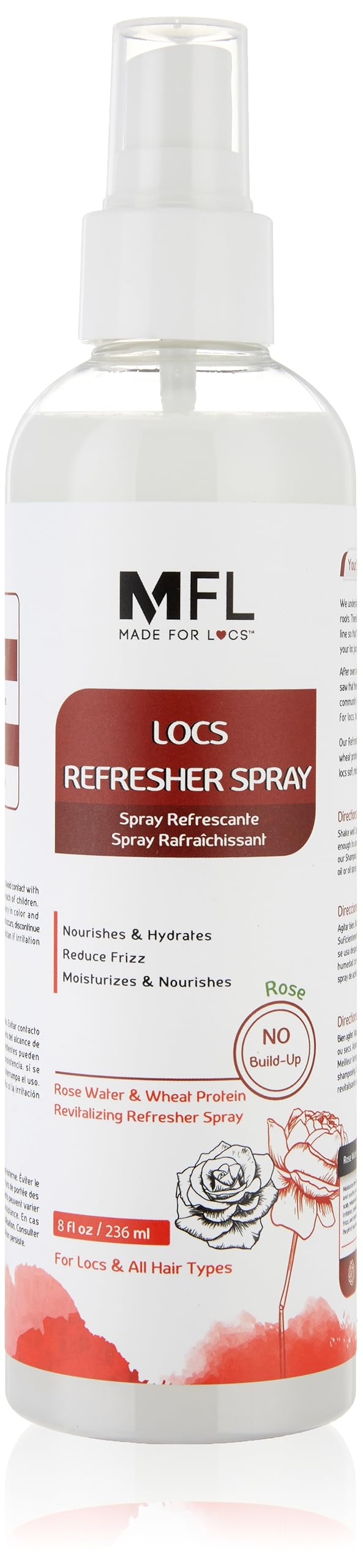 Mfl Made For Locs Vegan Rose Water Refresher Spray - 8Oz Locs Moisturizer & Deodorizer