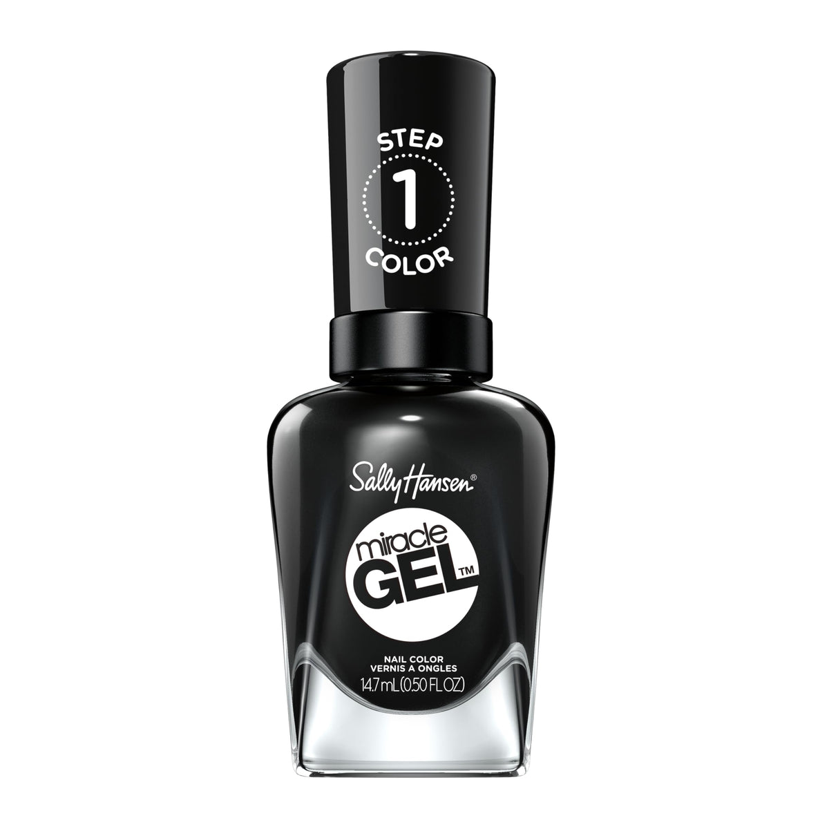 Sally Hansen Miracle Gel Black Nail Polish, Onyx-Pected, Long Lasting, No Uv Lamp Needed, 0.5 Fl