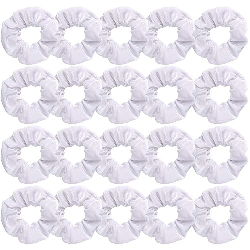 Didder 20 Pcs White Velvet Hair Scrunchies - Soft Elastic Hair Ties for Women & Girls