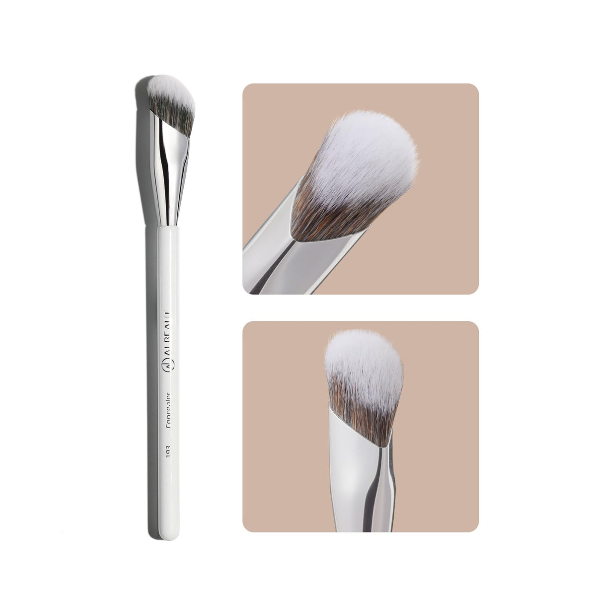 Albeaut Angled Concealer Brush - Precision Under Eye & Face Blending Brush, White, 6.3 In