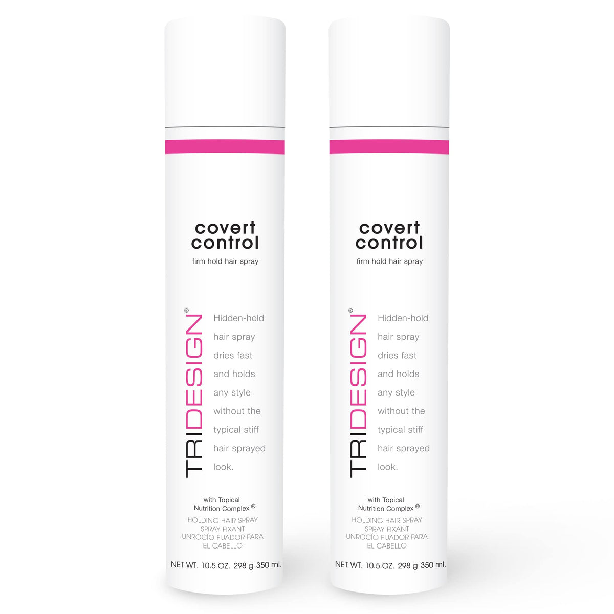 Tri Design Covert Control Hairspray - Strong Hold Fast-Drying Spray, 2 Pack, 10.5 Oz