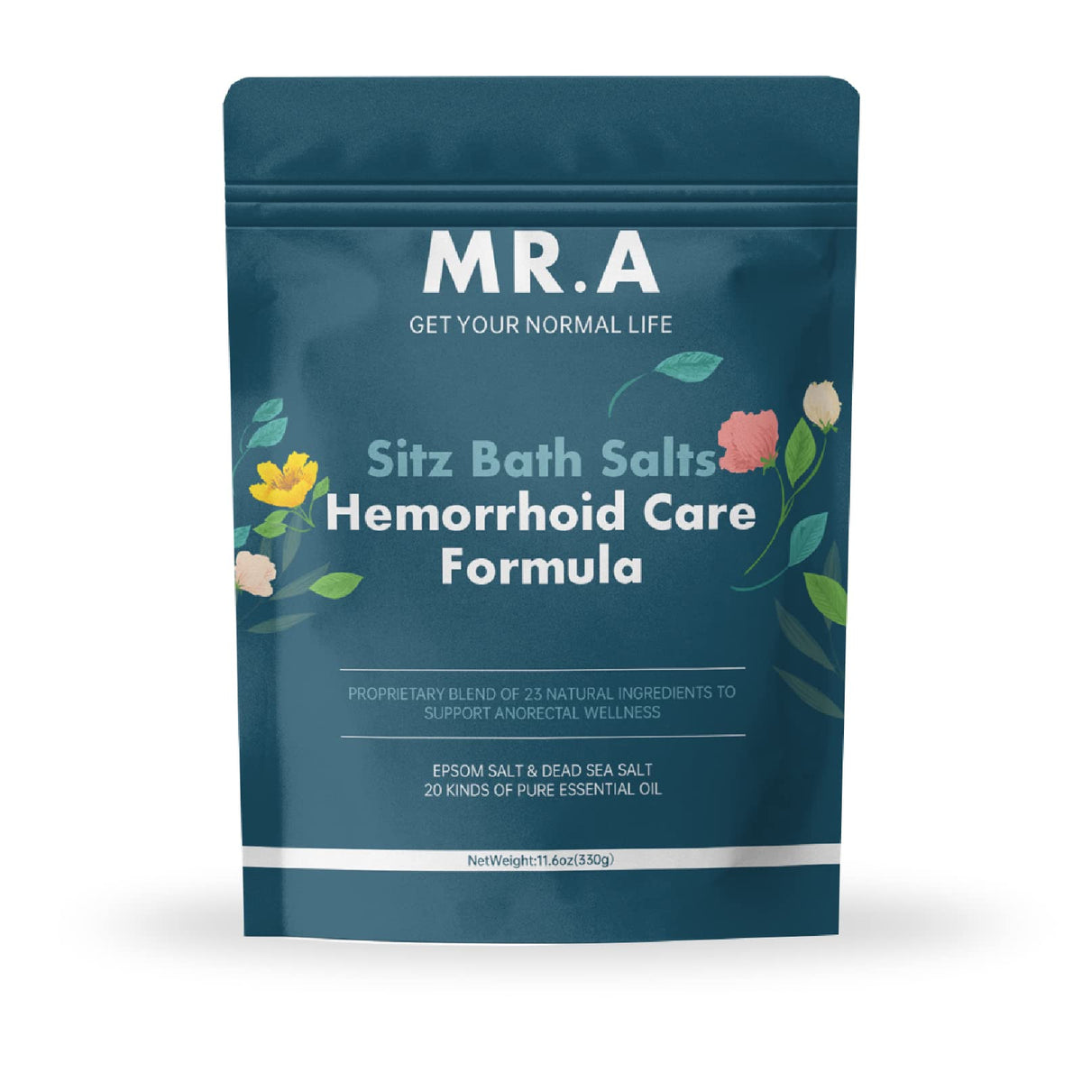 Mr.A Sitz Bath For Hemorrhoids - 23 Ingredients, Epsom & Dead Sea Salt, 11.6 Oz