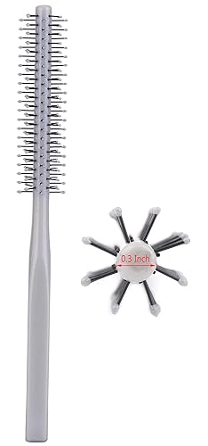 PERFEHAIR Mini Round Hair Styling Brush, 1&quot; Nylon Bristle for Short Hair, Grey