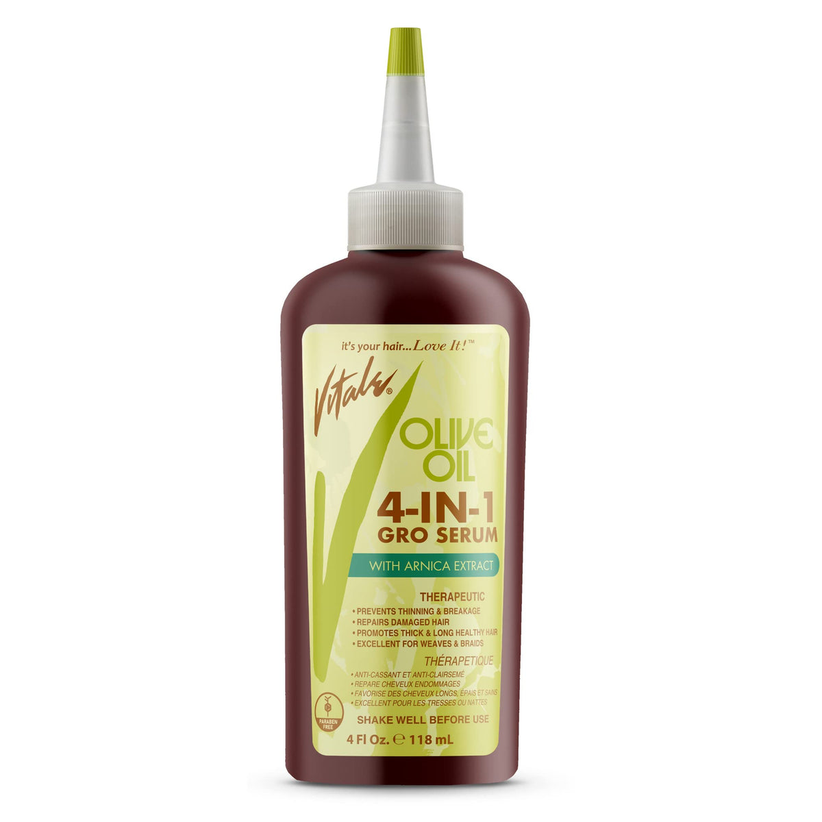 Vitale Olive Oil 4-In-1 Growth Serum, 4 Oz - Nourishing Hair & Scalp Treatment