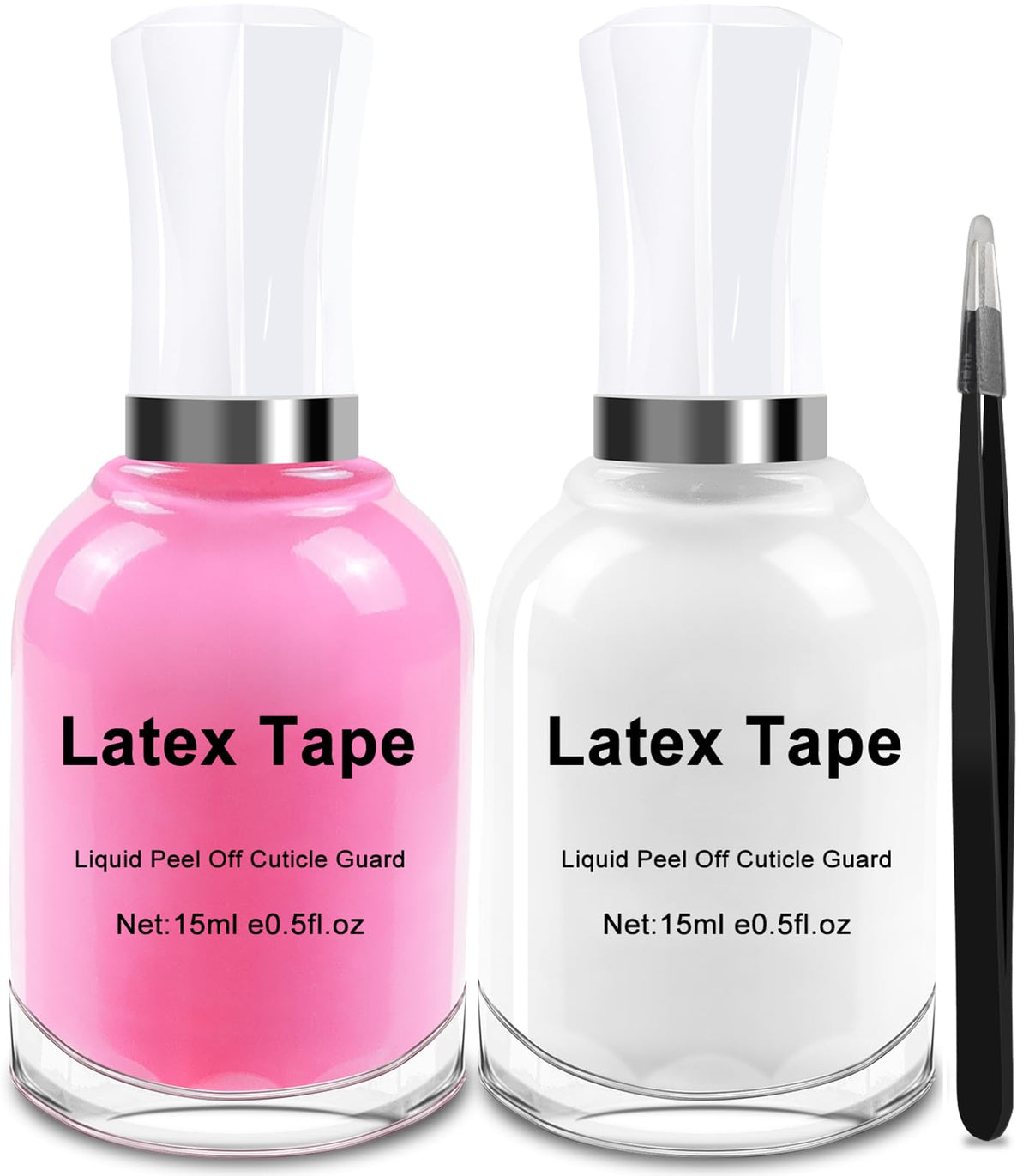 Gjnl Liquid Latex For Nails - 30Ml Fast Drying Cuticle Guard, 2 Pack Pink & White