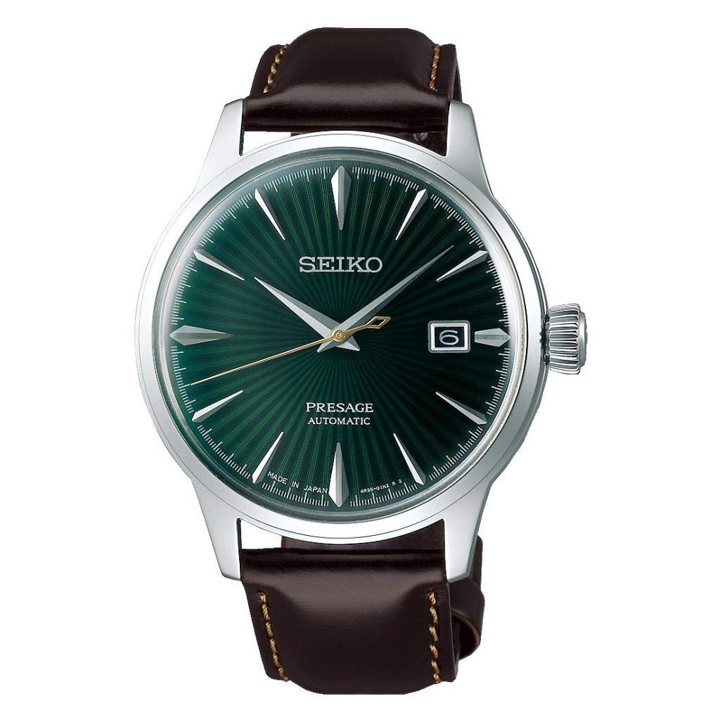 Seiko Presage Mockingbird Green Dial Brown Leather Watch Srpd37J1 For Men