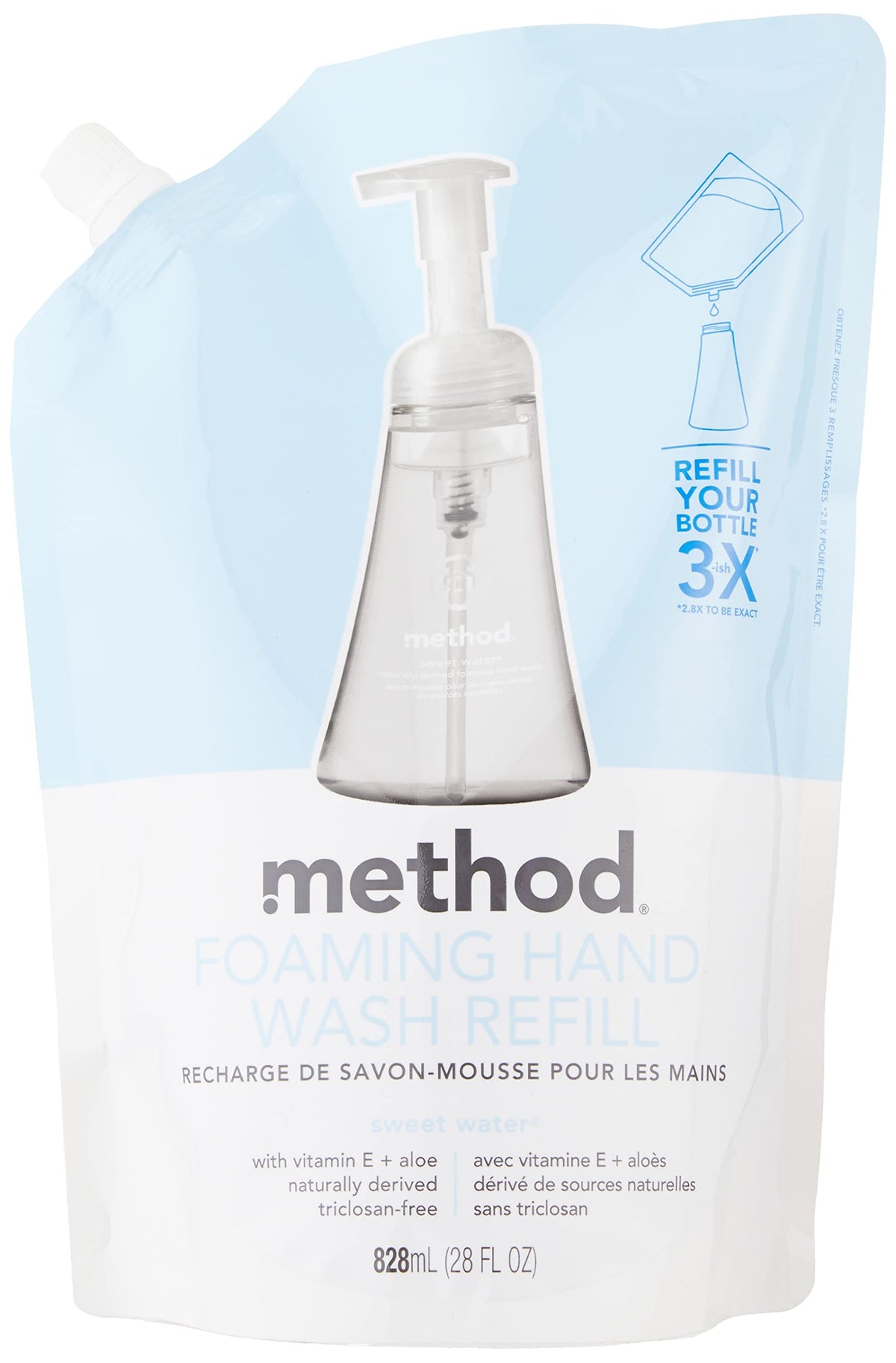 Method Foaming Hand Wash Refill, Sweet Water, 28 Fl Oz - Eco-Friendly Liquid Soap