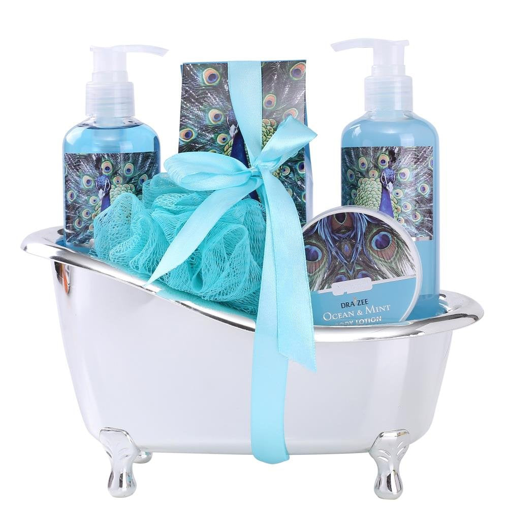 Draizee Ocean Mint 6-Piece Spa Basket - Valentine'S Day Gifts For Women, Body Lotion & More