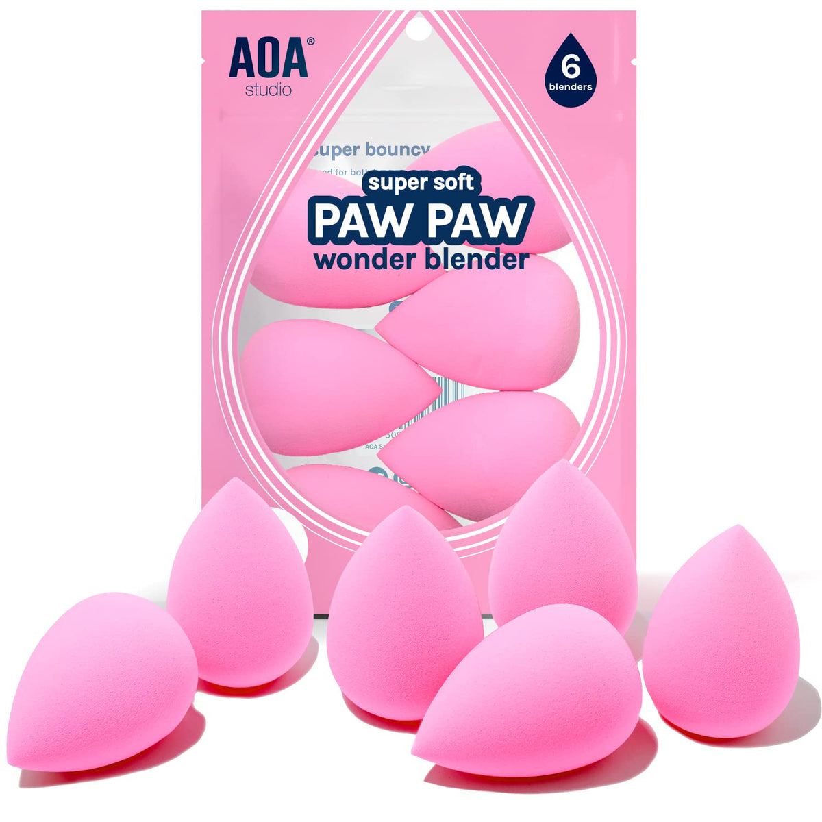 Aoa Studio Collection Makeup Sponge Set - Latex Free, 6 High-Definition Blenders, Soft For All Formulas