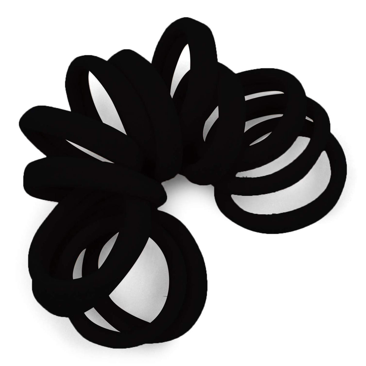 Cyndibands Black Seamless Hair Ties - Soft Stretchy Nylon Ponytail Holders, 12 Pack