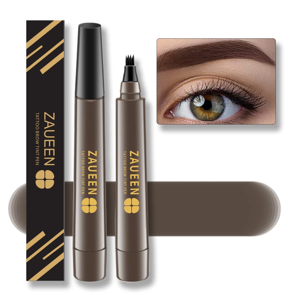 Caunmy Tattoo Eyebrow Pen - Waterproof, Smudge-Proof, Long Lasting, Black Brown, 1 Count