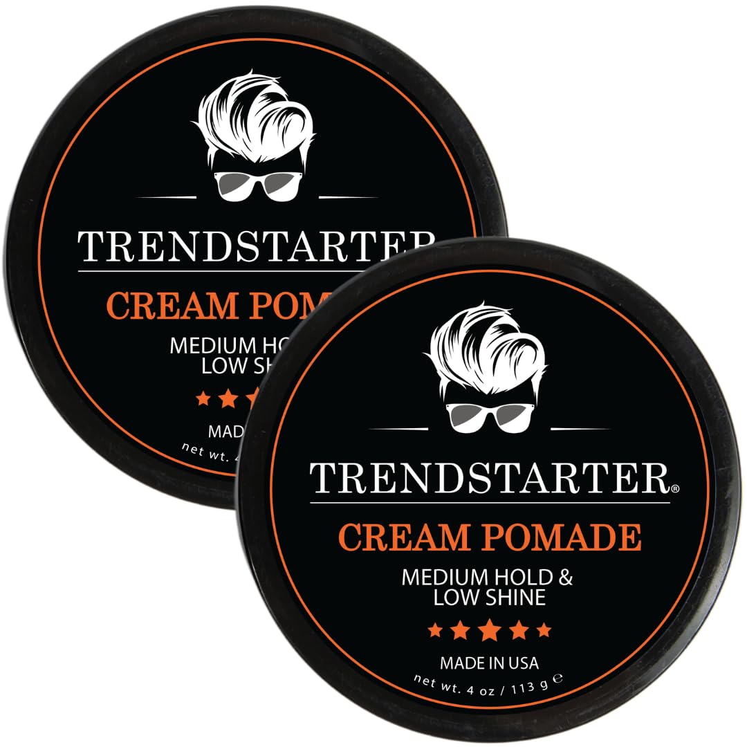 Trendstarter Cream Pomade (4Oz, Pack Of 2) - Medium Hold, Low Shine, Water-Based Hair