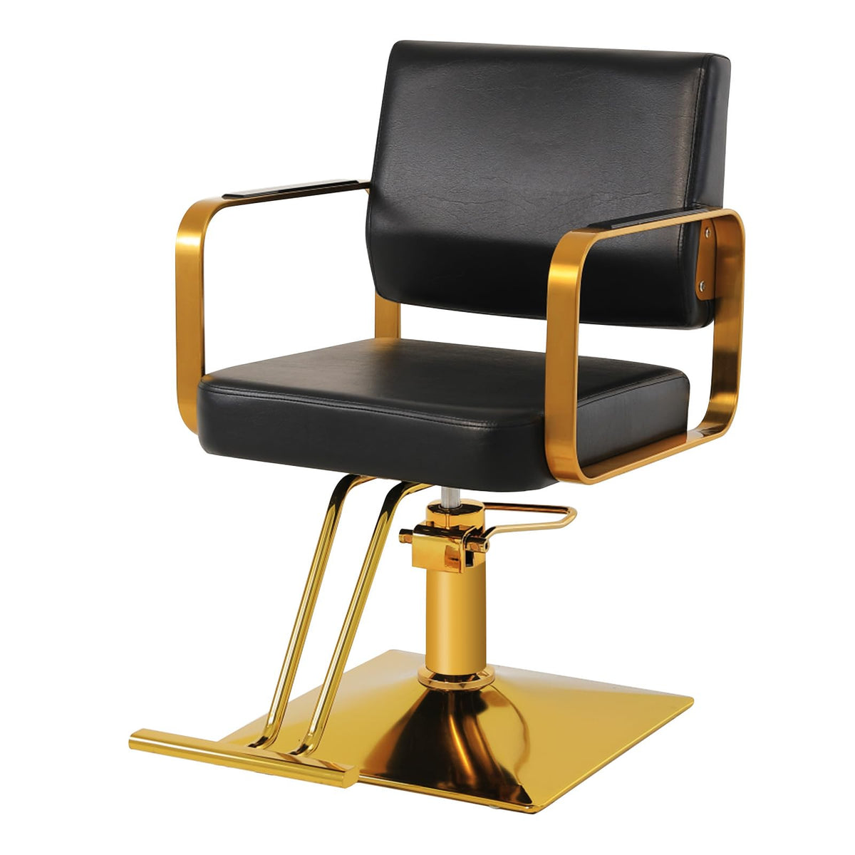 Winedyoung Gold Salon Chair For Hair Stylists - Hydraulic Pump, 360° Rotating, Faux Leather