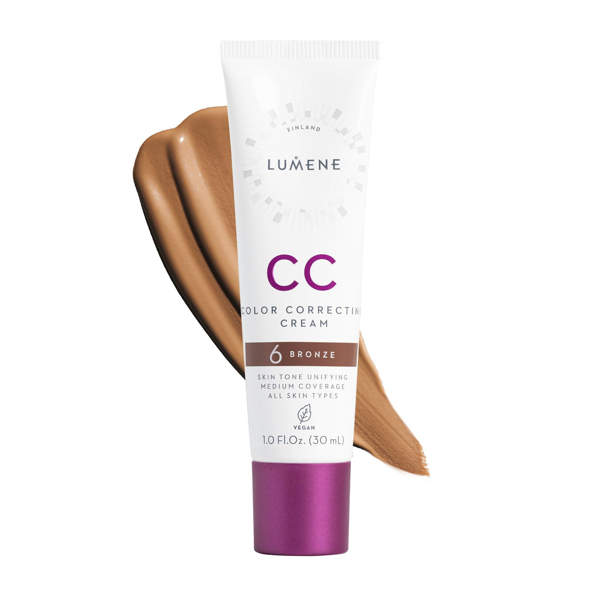 Lumene Cc Cream - Bronze 1 Fl Oz, Lightweight Foundation, Medium Coverage, Redness Reducing, Vegan