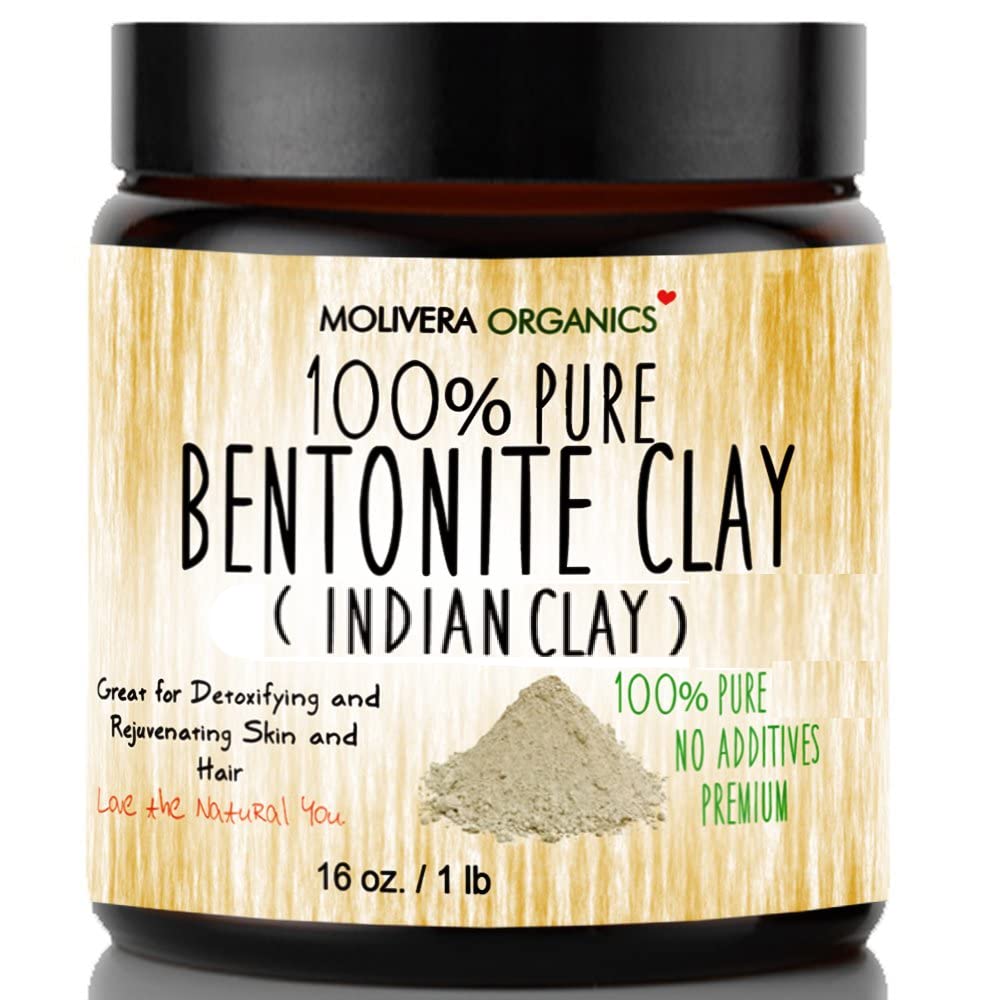 Molivera Organics Premium Bentonite Clay 1 Lb - Natural Detox For Face Masks & Hair Care