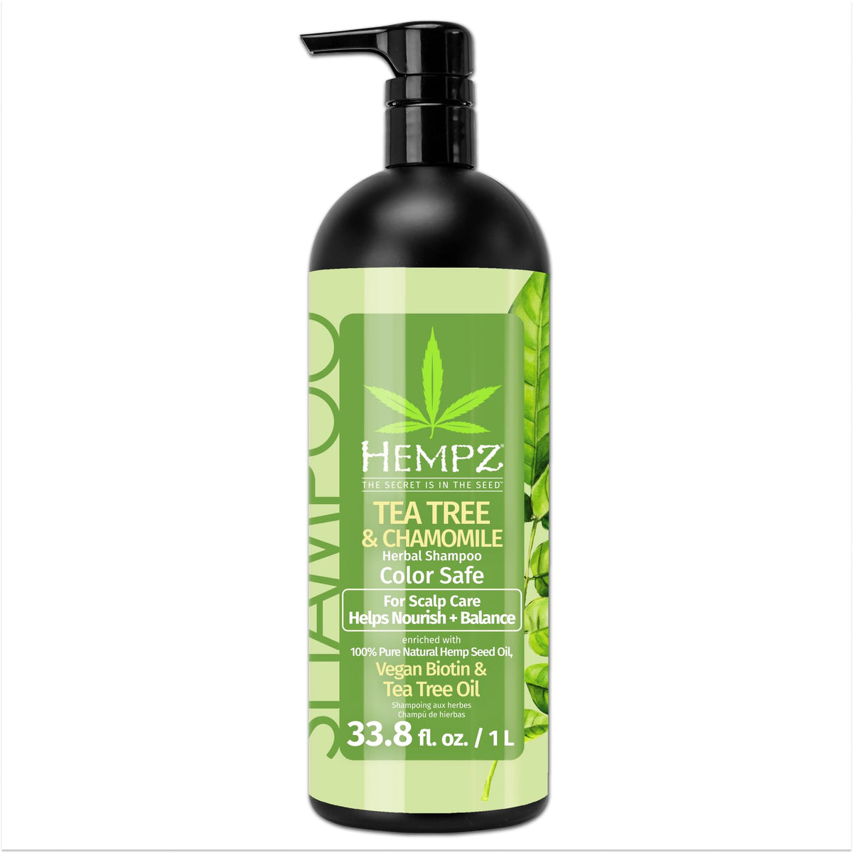 Hempz Biotin Hair Shampoo, Tea Tree & Chamomile, 33.8 Fl Oz - Scalp Care & Hair Growth