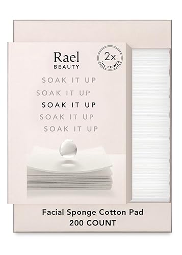 Rael Cotton Pads For Face - Lint-Free Facial Sponge, Soft Toner & Makeup Remover (200 Count)