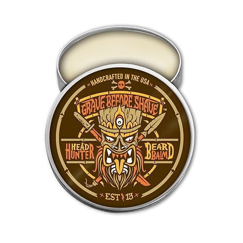 Grave Before Shave Head Hunter Beard Balm - Tropical Aroma, 2 Oz. - Premium Grooming Essential