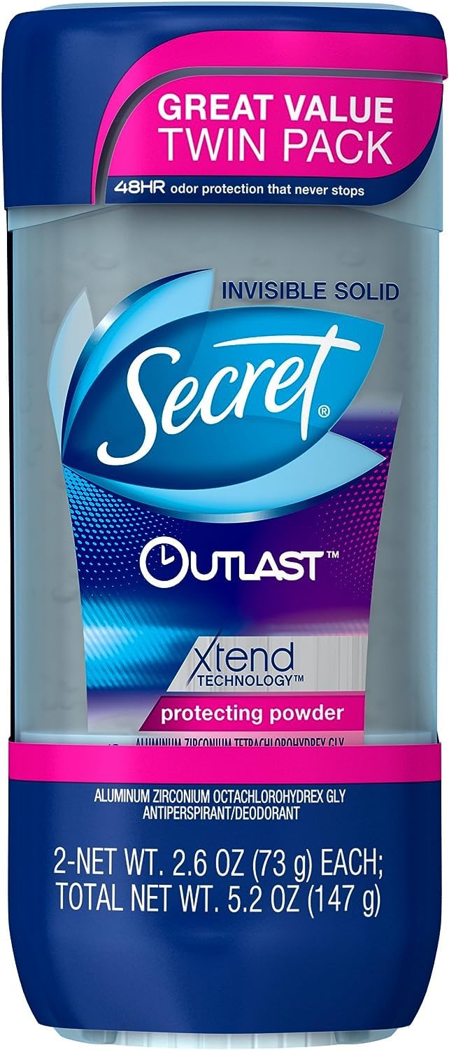 Secret Outlast Clear Gel Antiperspirant Deodorant, Protecting Powder, 2.6 Oz, 2 Pack