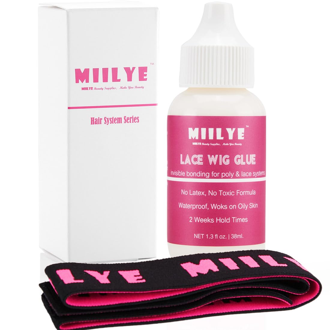 Miilye Strong Hold Lace Wig Glue - Waterproof, Sweat Proof Bonding Adhesive, White