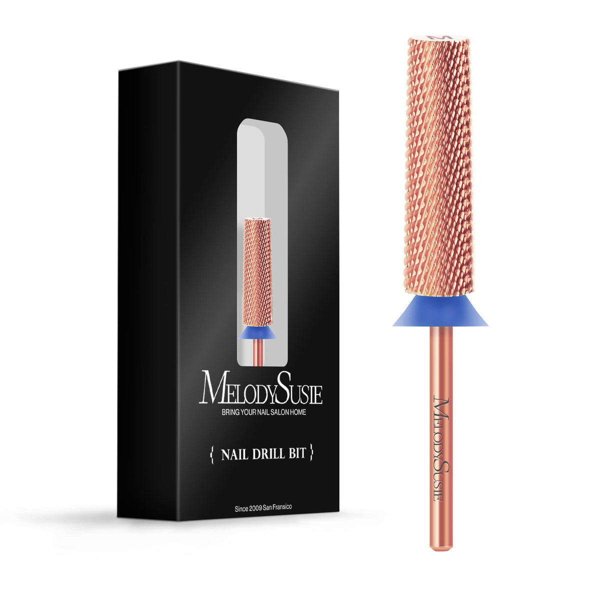 Melodysusie Rose Gold Tapered Nail Drill Bits, 3/32'' Carbide For Manicure & Pedicure, Medium