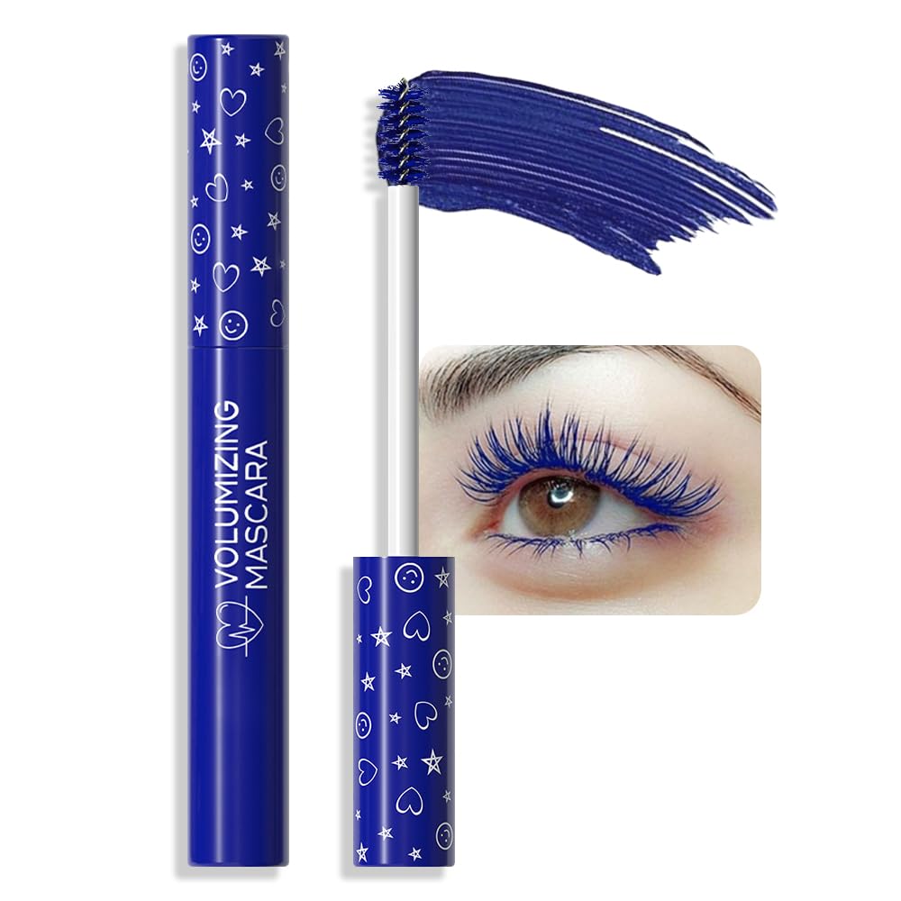 Amy'S Diary Blue Waterproof Mascara - Long Lasting, Voluminous, Vegan Eye Makeup 0.71 Oz