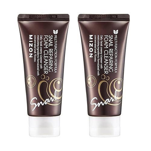 Mizon Snail Repairing Foam Cleanser - Moisturizing Face Wash For Pores & Blackheads (2 Pack)