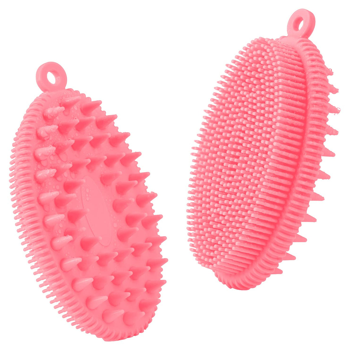 Rampula 2-In-1 Bath & Shampoo Brush For Men & Women - Exfoliating, Dandruff Removal, Pink