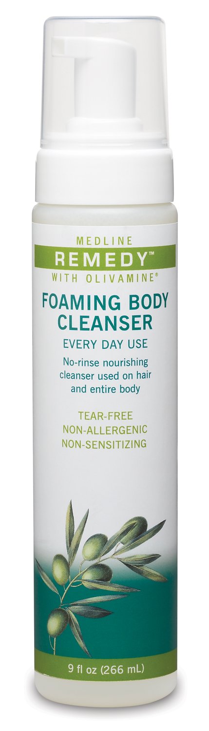 Medline Remedy Olivamine Foaming Body Cleanser, Scented, 9Oz No Rinse Pump Bottle