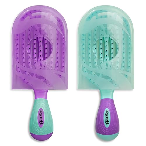 NuWay 4HAIR® Detangler Hair Brush - Purple & Teal, Fast Dry Venting, All Hair Types