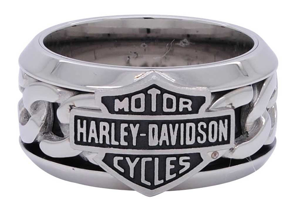 Harley-Davidson Men'S Stainless Steel H-D Chain Ring, Size 9, Silver