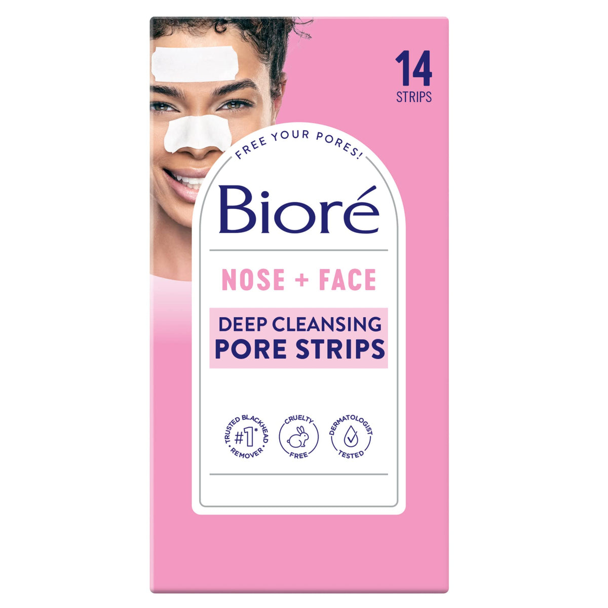 Bioré Blackhead Remover Strips, Deep Cleansing For Nose, Chin & Forehead, 14 Count