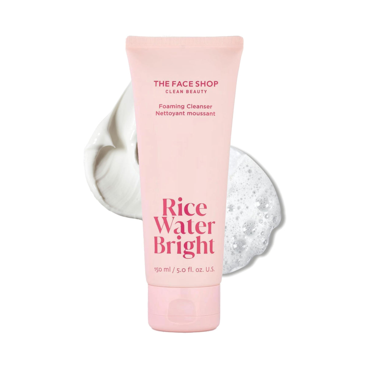 The Face Shop Rice Water Bright Foaming Cleanser, Vegan Hydrating Face Wash, 150Ml