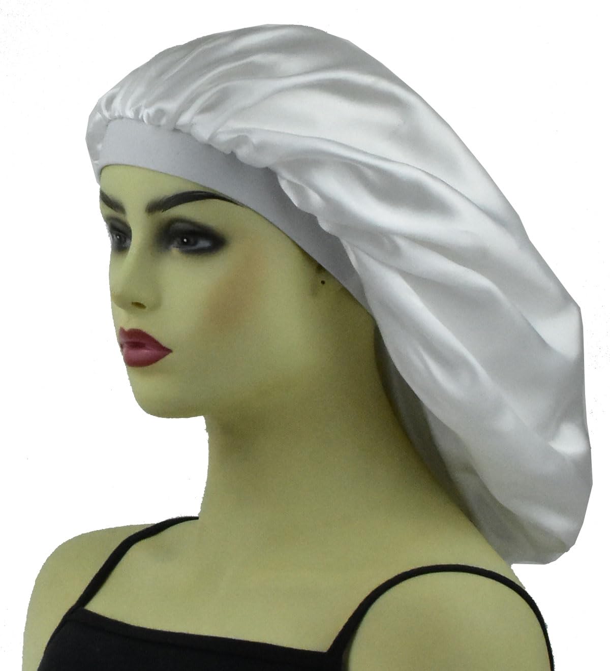 Cocosilk Xl White Satin Bonnet For Long Hair - Silk Sleeping Cap For Braids & Shower Use