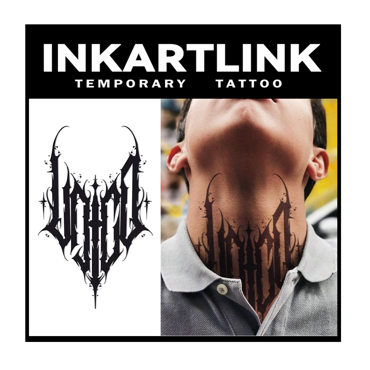 Inkartlink Guardian Emblem Extra-Large Semi Permanent Tattoo - Waterproof, Realistic, Lasts 1-2 Weeks