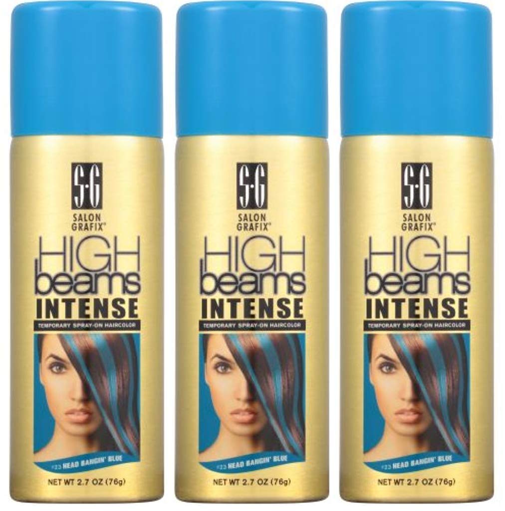 High Beams Intense Spray-On Hair Color, Headbangin Blue, 2.7 Oz (3 Pack) - Temporary Hair Dye