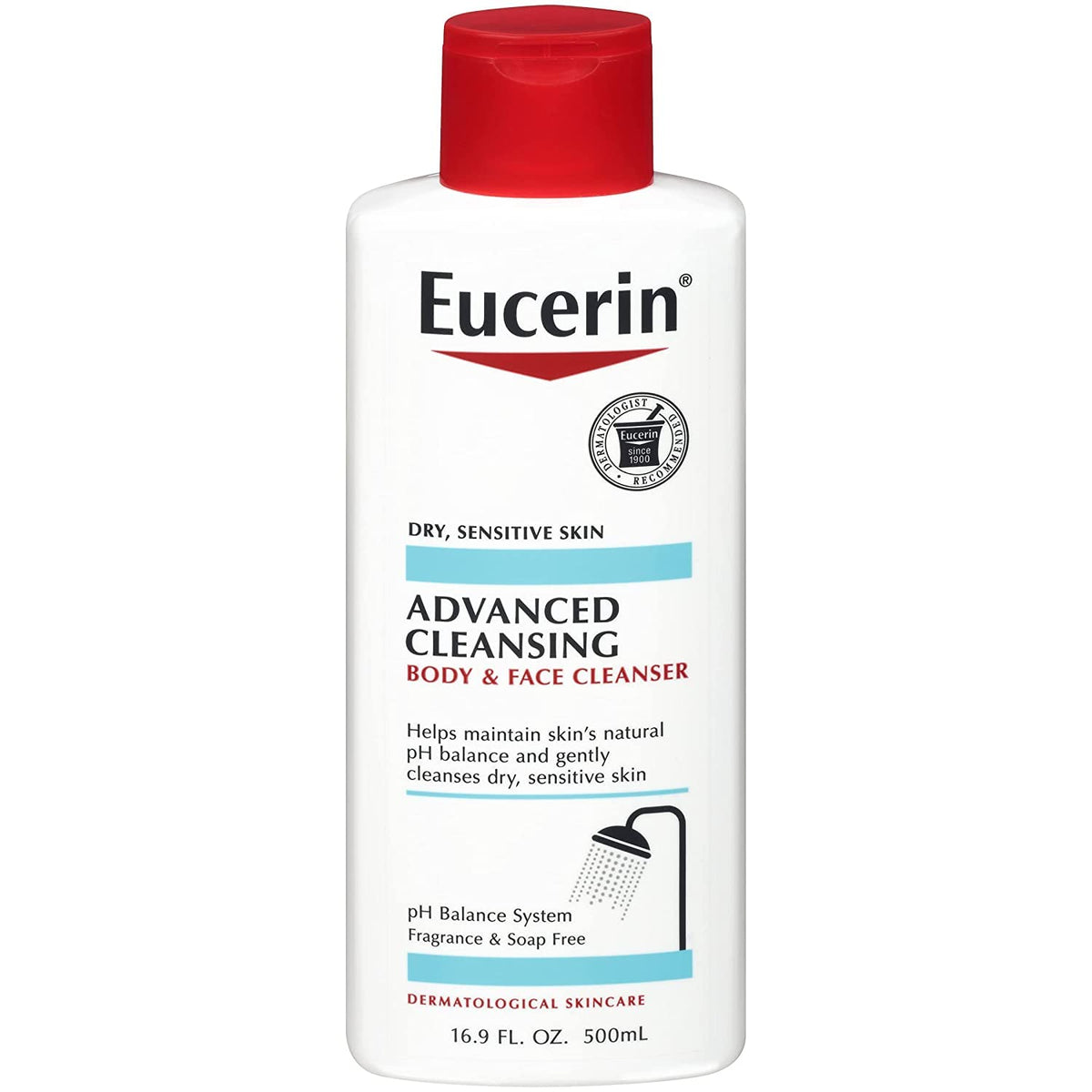 Eucerin Advanced Cleansing Body & Face Cleanser 16.9 Ounce (500ml) (6 Pack)