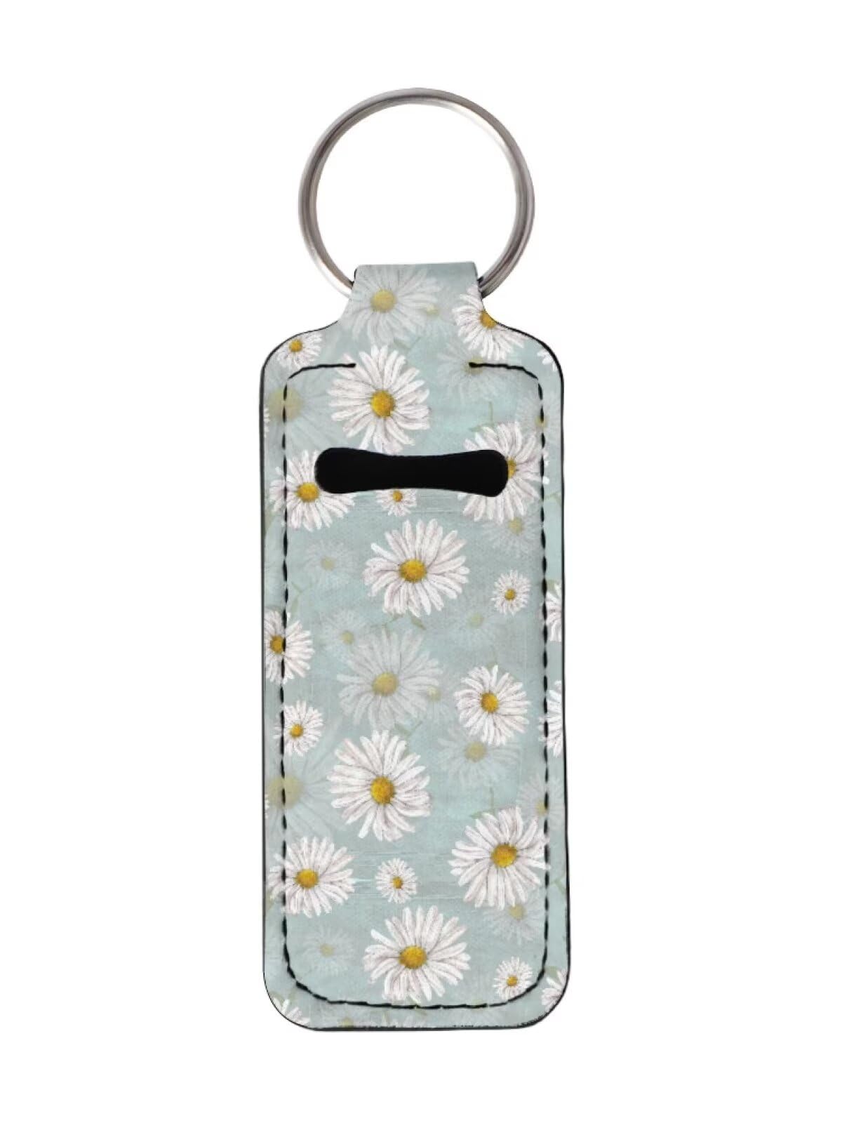 Gearider Blue Daisy Print Waterproof Chapstick Holder Keychain For Women - Lip Balm Case