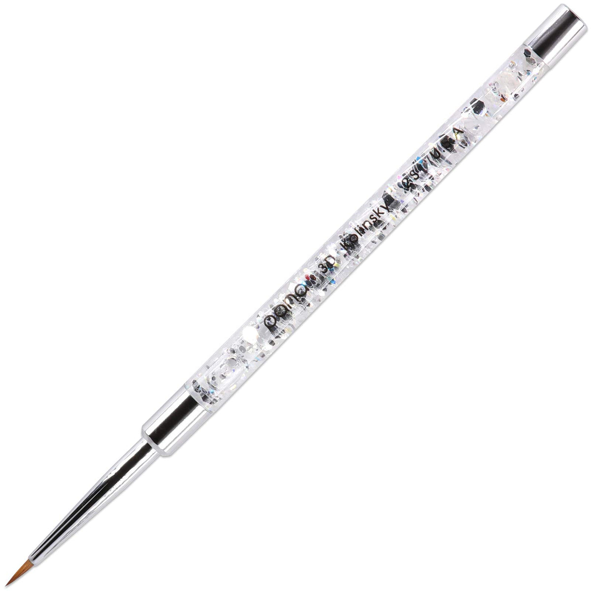 Pana 3D Kolinsky Nail Art Brush, Size 2 - Glitter Silver Handle For Acrylic Manicure & Pedicure