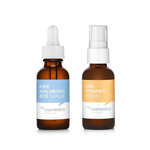 Cosmedica Skincare Set - Vitamin C Super Serum & Pure Hyaluronic Acid, 0.5 Fl Oz (Pack of 2