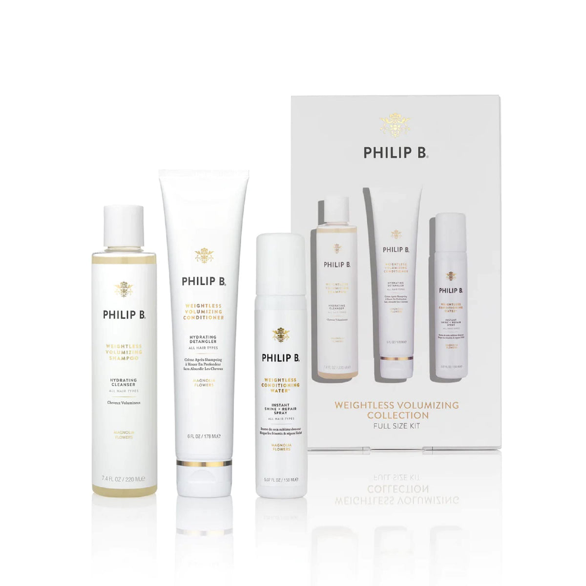 Philip B. Weightless Volumizing Collection Full Size Kit - Shampoo, Conditioner & Conditioning Water