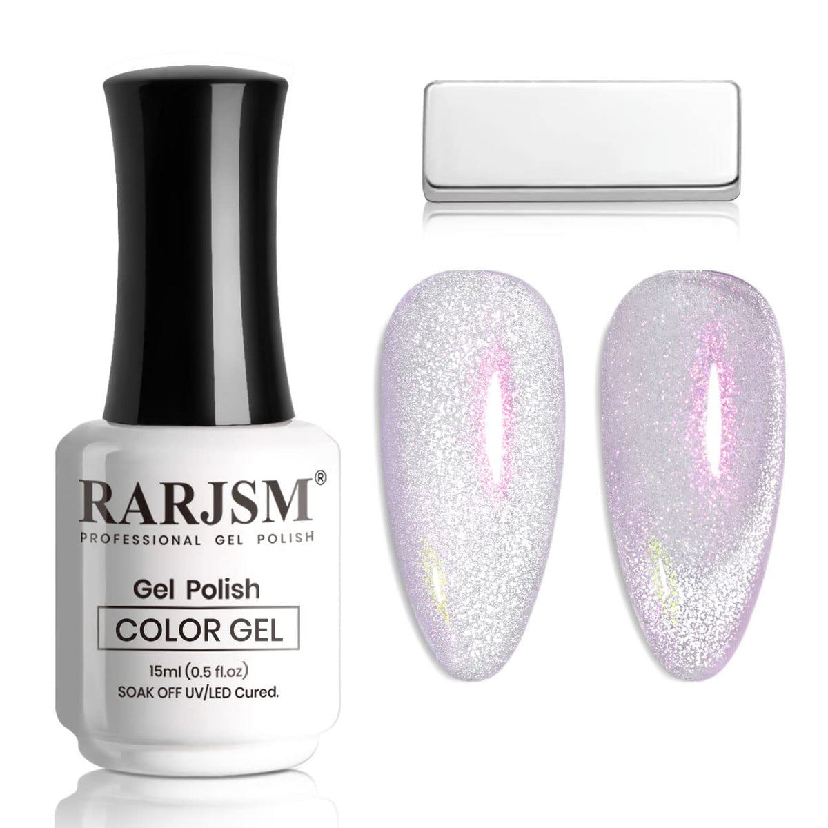 Rarjsm Aurora Cat Eye Gel Nail Polish - Purple Pink Velvet Glitter, 0.5 Fl Oz, Uv Led Curing