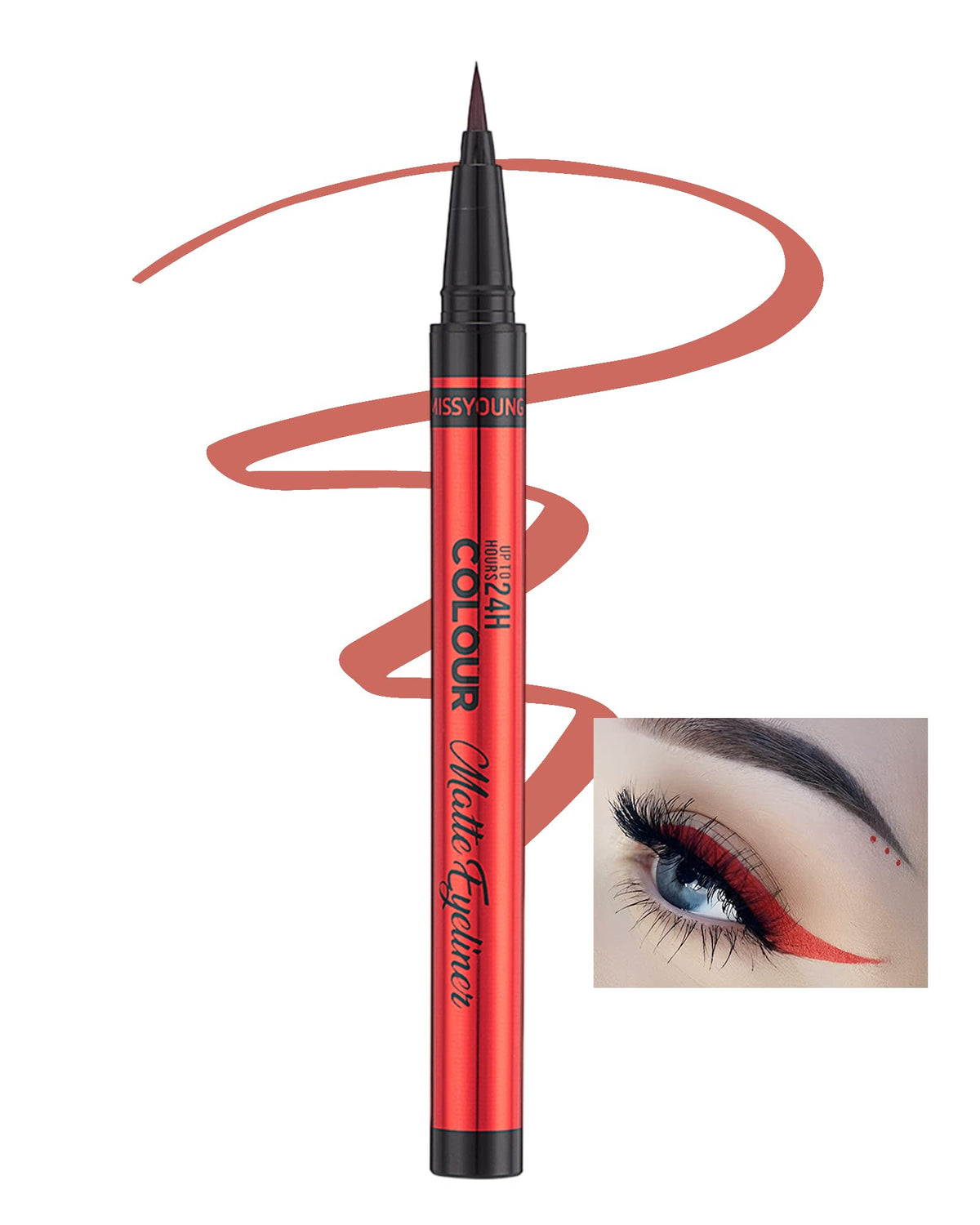 Lestpola Red Liquid Eyeliner Pen - Waterproof, Long Lasting, Smudgeproof, Ultra Fine, 1 Count