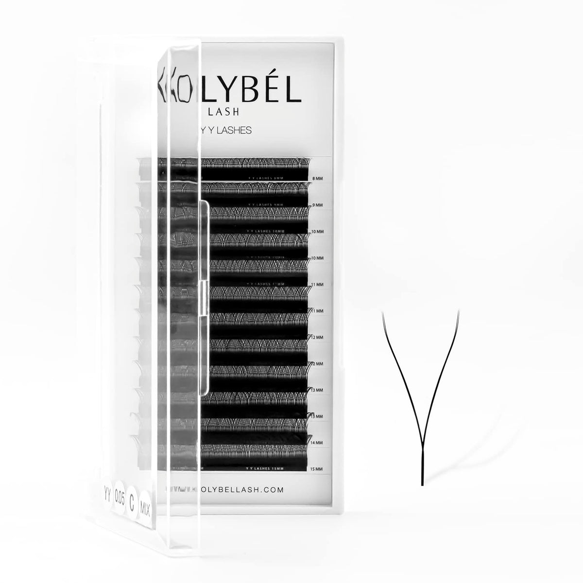 Kolybel YY Eyelashes Extension 0.05mm D Curl 12mm Premade Fans Soft Matte Black Volume Lashes