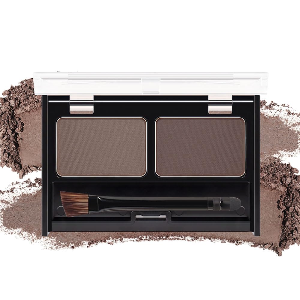 Cakaila Eyebrow Powder Kit - Medium Brown, Waterproof 2-Color Filler With Double-Ended Brush