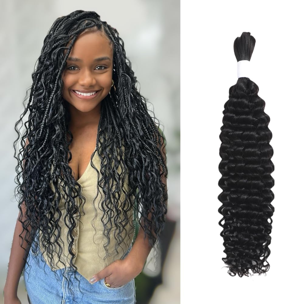 Nerumo 24&quot; Water Wave Human Braiding Hair 50G - 12A Brazilian Virgin No Weft For Boho Bra