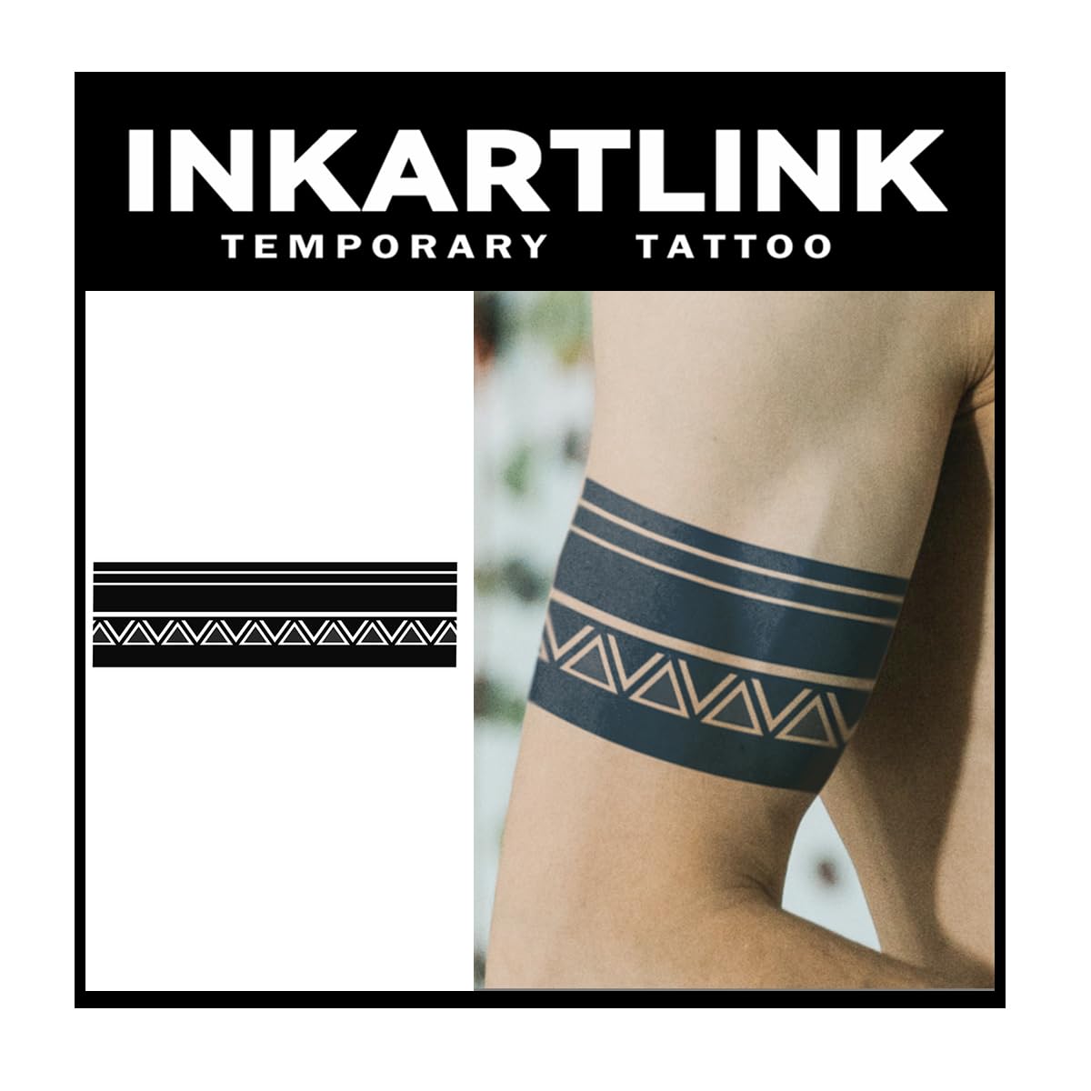 Inkartlink Large Semi Permanent Tattoo - Maya Armlet Design, Waterproof, Realistic Look, Lasts 1-2 Weeks