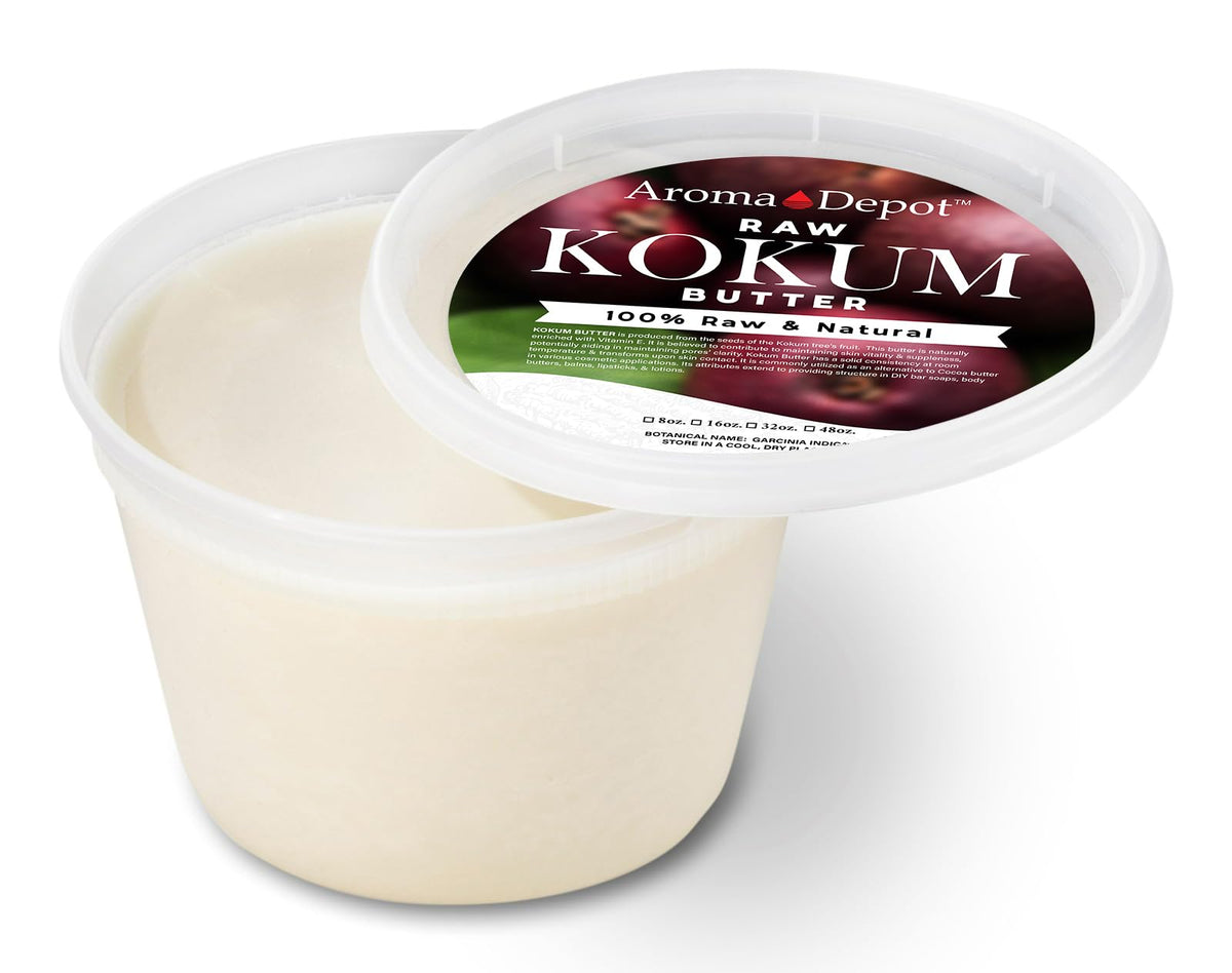 Aroma Depot 16 Oz Raw Kokum Butter - 100% Pure, Cold Pressed For Skin, Hair & Body Care